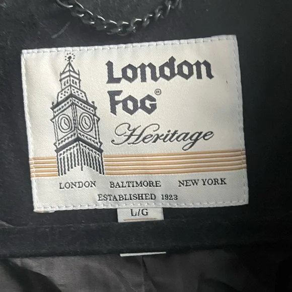 London Fog Black Belted Wool Wrap Coat Size Large. - Picture 9 of 16